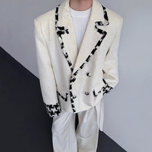 Load image into Gallery viewer, Woven Panel Check Double-Breasted Blazer
