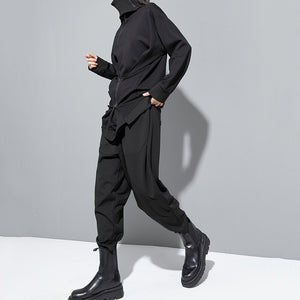 Stand Collar Zipper Loose Irregular Sweatshirt