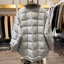 Load image into Gallery viewer, Color-blocked Lapel Zip-up Down Jacket
