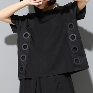 Spliced Ring Irregular T-shirt