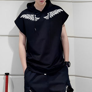 Printed Sports Loose Vest Hoodie