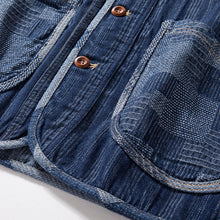 Load image into Gallery viewer, Denim Japanese Style Multi-pocket Patchwork Contrast Color Vest
