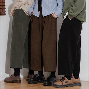 Retro Corduroy Wide Leg Ninth Pants