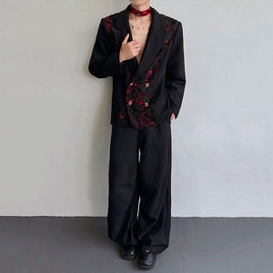 Vintage 3D Rose Velvet Jewel Tie-Strap Blazer