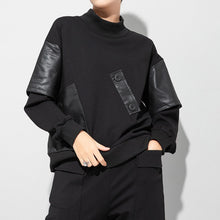 Load image into Gallery viewer, PU Leather Fake Two-piece Stand-up Collar Shirt
