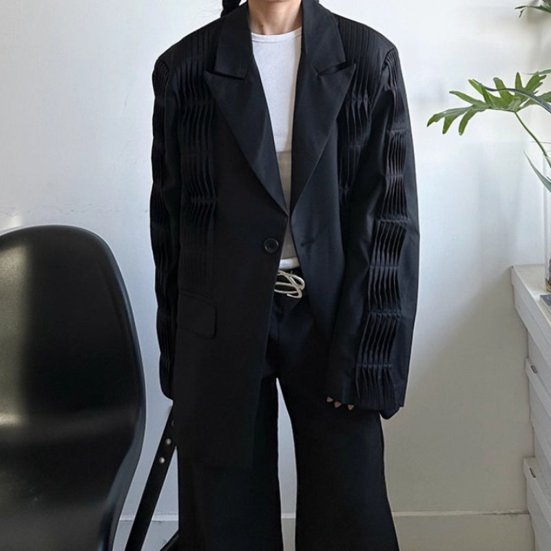 Heavy-duty Padded Shoulder Loose Wave Suit Jacket