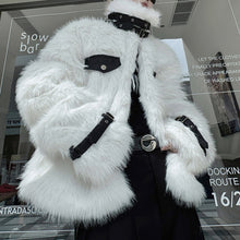 Load image into Gallery viewer, Reversible Deconstructed Leather Paneled Faux Fur Coat
