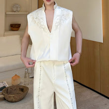 Load image into Gallery viewer, Handmade Pearl Embroidered Jacquard Stand Collar Vest
