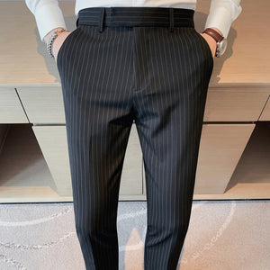Striped Business Casual Slim Fit Suit Pants