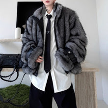 Load image into Gallery viewer, Winter Retro Oversized Stand Collar Faux Fur Coat
