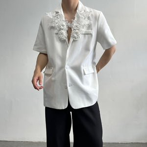 Loose Casual 3D Floral Lapel Blazer