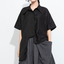 Load image into Gallery viewer, Women’s Patchwork Irregular Collar T-shirt
