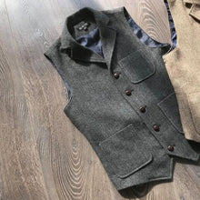 Load image into Gallery viewer, Vintage Multi-Pocket Herringbone Wool Vest
