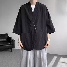 Load image into Gallery viewer, Diagonally Buttoned Loose Cardigan Shirt
