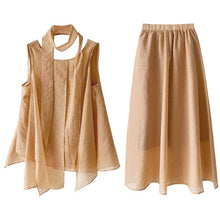 Load image into Gallery viewer, Sleeveless Ribbon-Tie Top and Skirt Two-Piece Set
