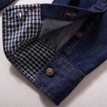 Load image into Gallery viewer, Japanese Retro Patchwork Plaid Denim Shirt
