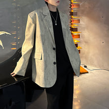 Load image into Gallery viewer, Distressed Textured Shoulder-padded Suit Jacket
