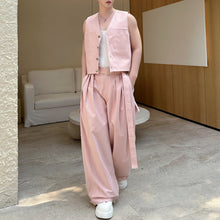 Load image into Gallery viewer, Casual Short Cardigan Vest Wide Leg Trousers Workwear Two-piece Set
