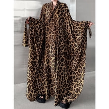 Load image into Gallery viewer, Women's Leopard Print Loose Belted Batwing Sleeve Dress
