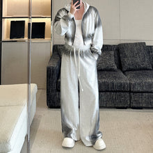 Load image into Gallery viewer, Retro Gradient Color Hooded Short Sweatshirt Wide-leg Pants Two-piece Set
