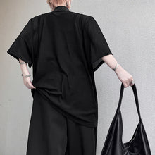 Load image into Gallery viewer, Mesh Embroidery Paneled Lapel Shirt
