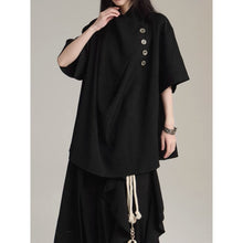 Load image into Gallery viewer, Stand-up Collar Button Placket Unisex Short-sleeved Shirt
