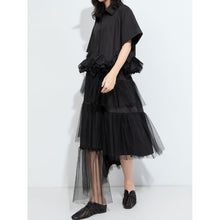 Load image into Gallery viewer, Women's Asymmetric Hem Elastic Waist Puffy Tulle Skirt
