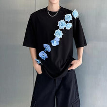 Load image into Gallery viewer, 3D Blue Floral Applique Oversized T-Shirt
