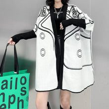 Load image into Gallery viewer, Reversible Loose-fitting Mid-length Knitted Cardigan
