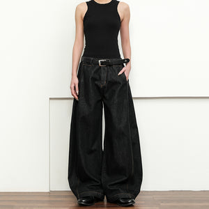 American Retro Casual Scimitar Wide-leg Jeans