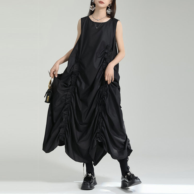 Pleated Irregular Loose Vest Dress