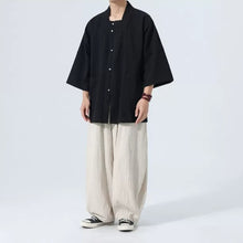 Load image into Gallery viewer, Cotton Three Quarter Sleeve Zen Cardigan Shirt
