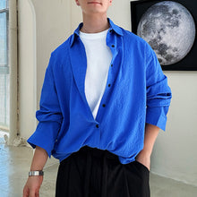 Load image into Gallery viewer, Solid Color Seersucker Loose Casual Shirt
