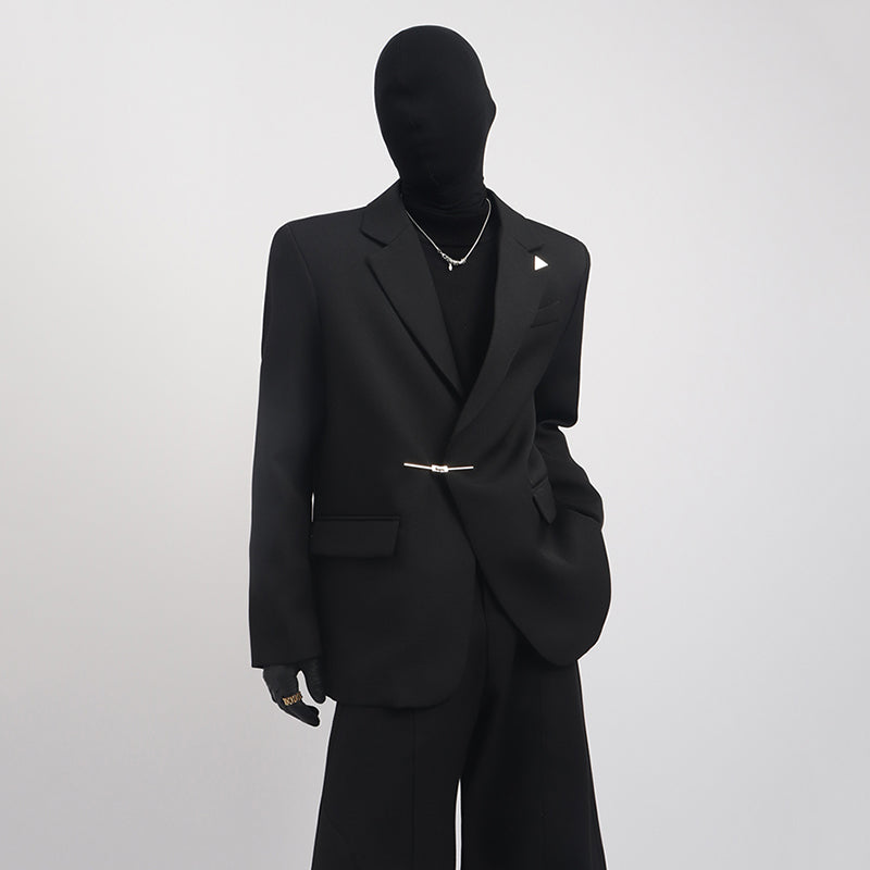 Loose Metal Button Suit Jacket