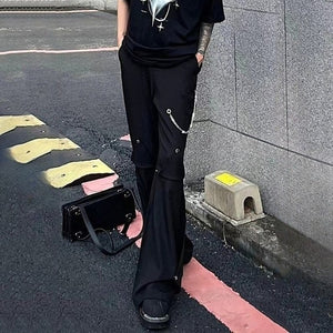 American Heavy-duty Metal Chain Bootcut Pants
