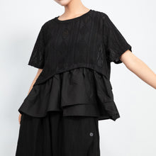 Load image into Gallery viewer, Hollow Top Fake Two-piece Stitching T-shirt
