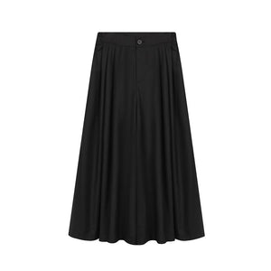 Double Layer Floral Panel Pleated Wide Leg Pants