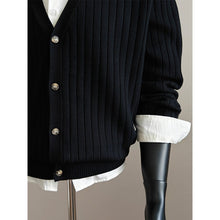Load image into Gallery viewer, V-neck Striped Knit Cardigan
