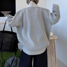 Load image into Gallery viewer, Retro Striped V-neck Diagonal Button Knit Cardigan
