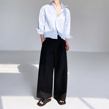 Load image into Gallery viewer, Blue Cotton Bent Shape Slim Fit Short Shirt

