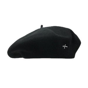 Dark Symbol Embroidered Wool Beret Hat