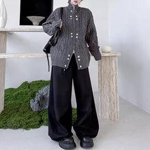 Load image into Gallery viewer, Button Stand Collar Loose Sweater
