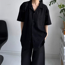 Load image into Gallery viewer, Heavy Floral Hollow Cuban Collar Shirt
