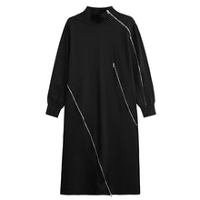 Load image into Gallery viewer, Mid-length High-neck Diagonal Zipper Loose Long Dress
