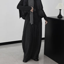 Load image into Gallery viewer, Striped Gray Loose High-waisted Thick Fleece Lining Pants
