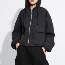 Load image into Gallery viewer, Loose-fitting Hooded Pocket Cargo Short Jacket
