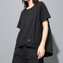 Load image into Gallery viewer, Contrast Color Stitching Loose Short-sleeved T-shirt
