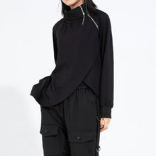 Load image into Gallery viewer, High-neck Side-zip Irregular Loose Top
