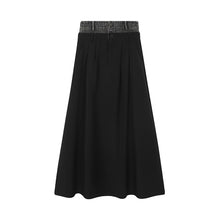 Load image into Gallery viewer, Denim Patchwork A-line Pleated Long Skirt
