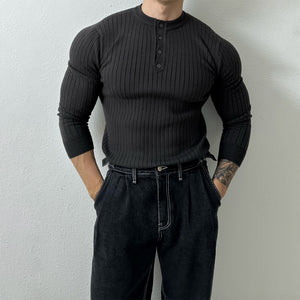 Slim Fit Long Sleeve Knitted T-shirt